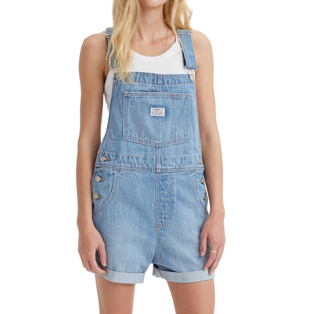 Levi's Light Blue Denim Short Overalls for Women
